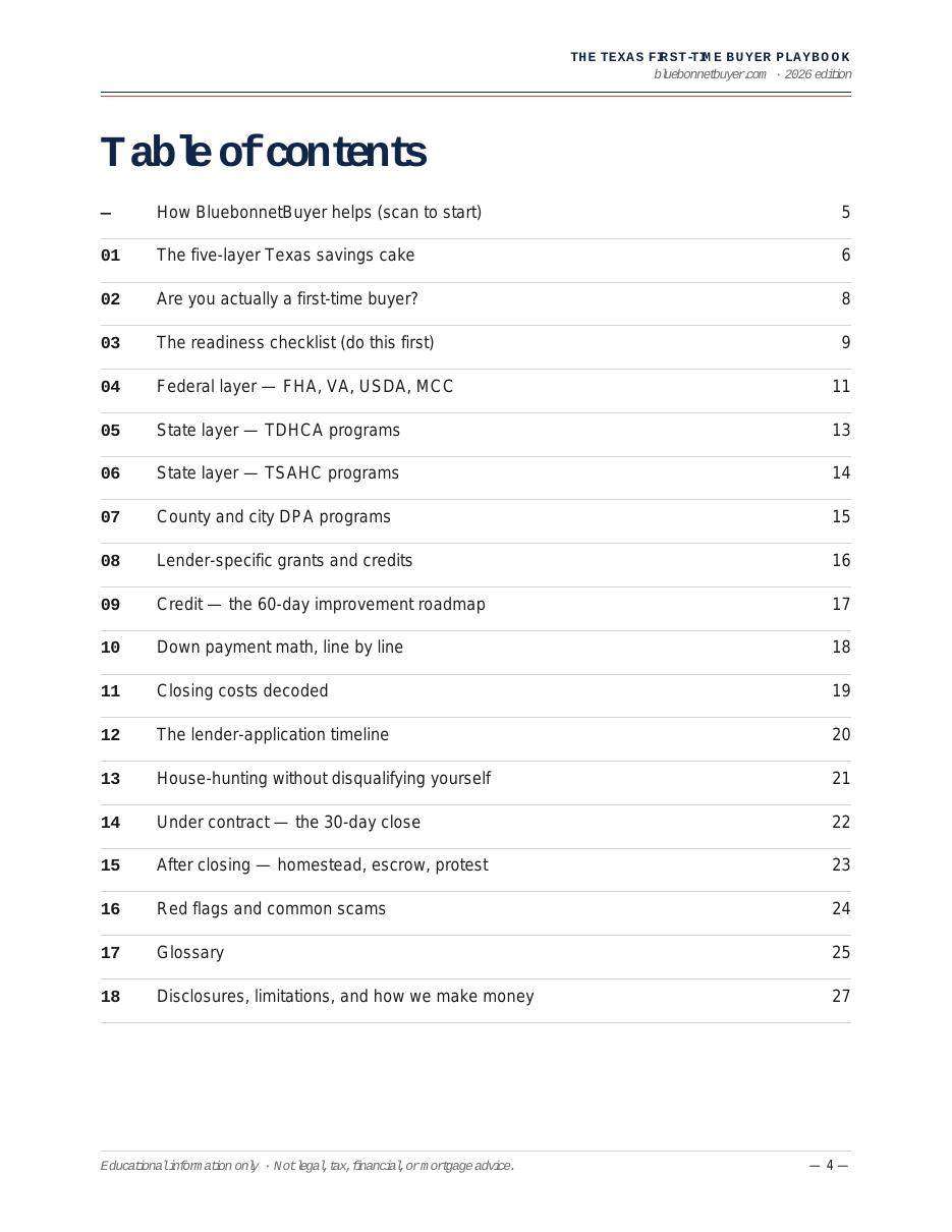 Sample page — Full Table of Contents
