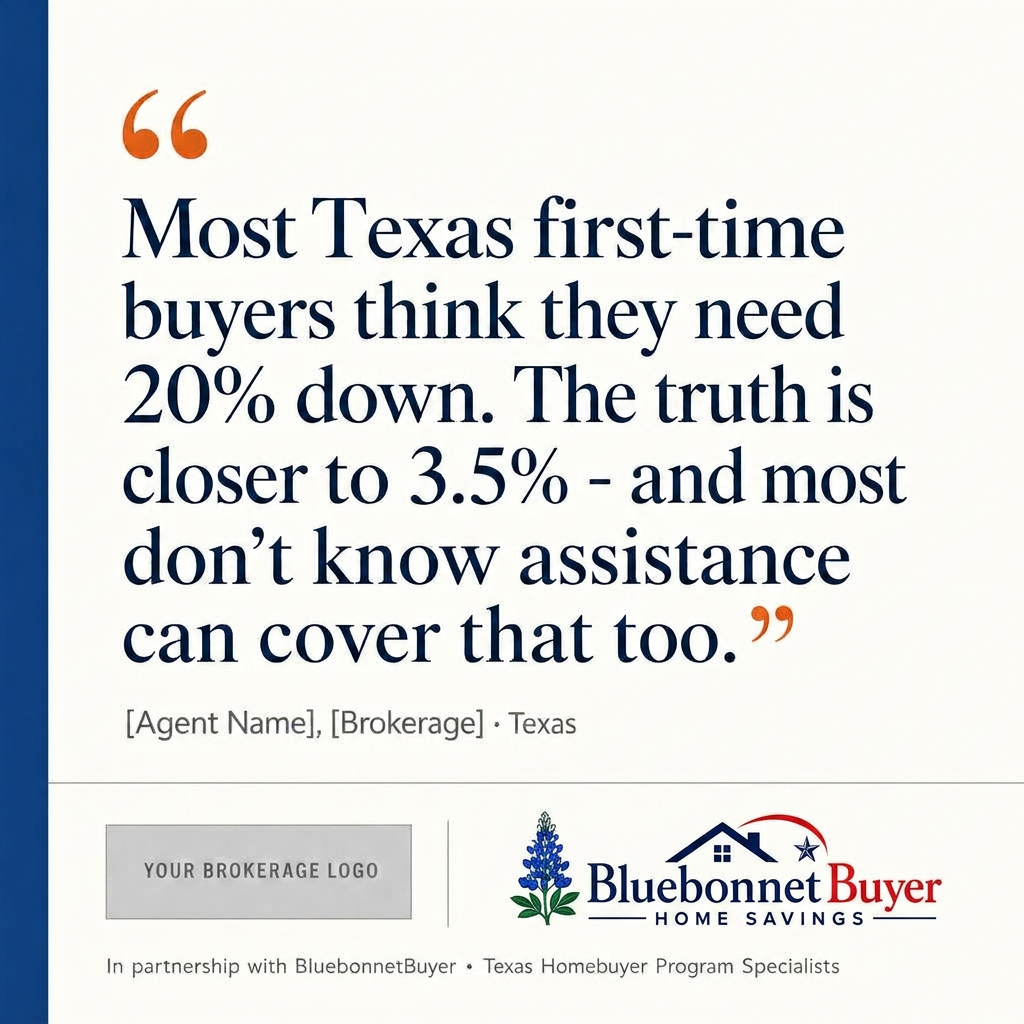 Most Texas first-time buyers think they need 20% down - co-branded template preview